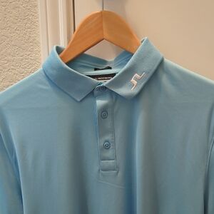 J.Lindeberg Carolina Blue Men's Golf TourTech Polo with Embroidered Logo